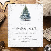 Kerstfeest boom sneeuw handgetekende uitnodiging