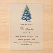 Kerstfeest boom sneeuw met de hand getekend acryl uitnodigingen (Voorkant)