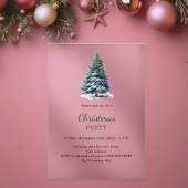Kerstfeest boom sneeuw met de hand getekend acryl uitnodigingen