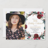 Kerstfeest Bourgogne gouden foto Kaart (Voorkant)