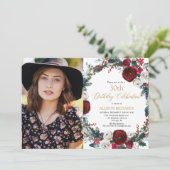 Kerstfeest Bourgogne gouden foto Kaart (Staand voorkant)