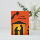 Kerstfeest Briefkaart met kerststal Silhouette (Staand voorkant)