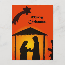 Kerstfeest Briefkaart met kerststal Silhouette