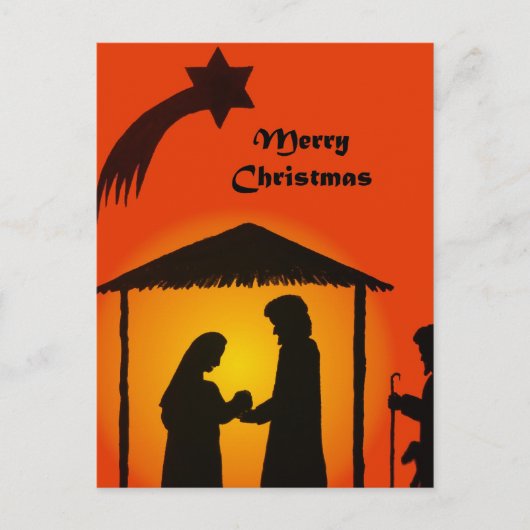 Kerstfeest Briefkaart met kerststal Silhouette (Voorkant)