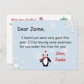 Kerstfeest Briefkaart van de Kerstman naar een kin (Voorkant / Achterkant)