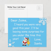 Kerstfeest Briefkaart van de Kerstman naar een kin (Voorkant / Achterkant)