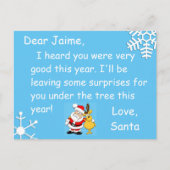 Kerstfeest Briefkaart van de Kerstman naar een kin (Voorkant)