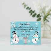 Kerstfeest Briefkaart van de Kerstman naar een kin (Staand voorkant)