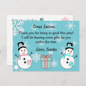 Kerstfeest Briefkaart van de Kerstman naar een kin (Voorkant / Achterkant)