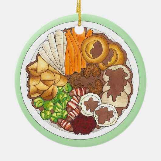 kerstfeest Britse feestelijke feestelijke Britse f Keramisch Ornament (Achterkant)