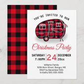 Kerstfeest Camper Red Buffalo Plaid Vakantie Kaart (Voorkant / Achterkant)