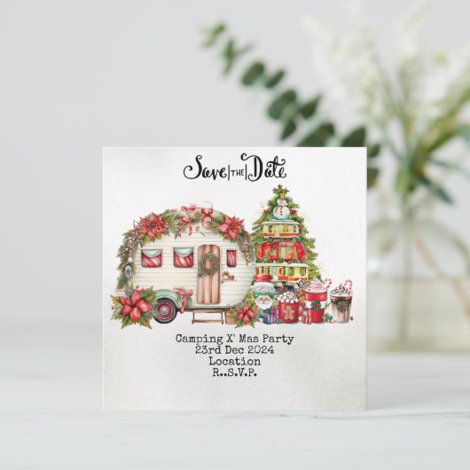 Kerstfeest Camping Feestdagenkaart (Staand voorkant)