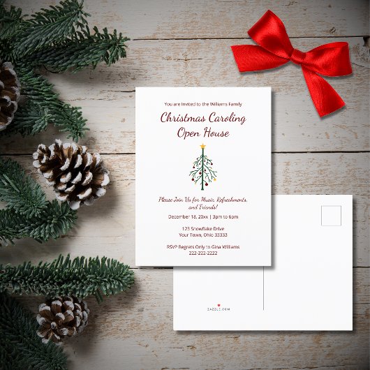 Kerstfeest Caroling Vakantie Retro Tree Uitnodiging Briefkaart
