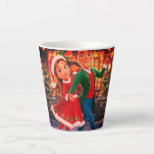 Kerstfeest Cartoon Dancing Princess Latte Mok (Voorkant)