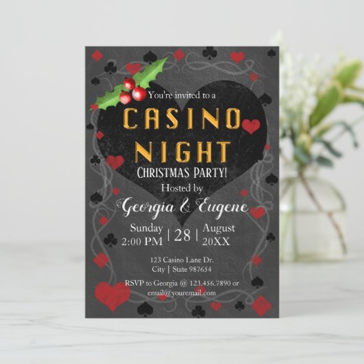 Kerstfeest Casino Nacht | Las Vegas Kaart (Staand voorkant)