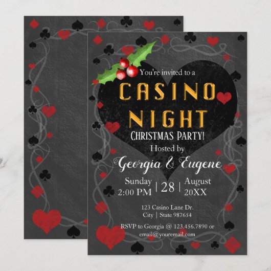 Kerstfeest Casino Nacht | Las Vegas Kaart (Voorkant / Achterkant)