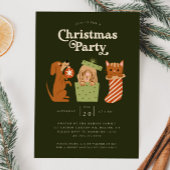 Kerstfeest Cat Dog Green Kaart
