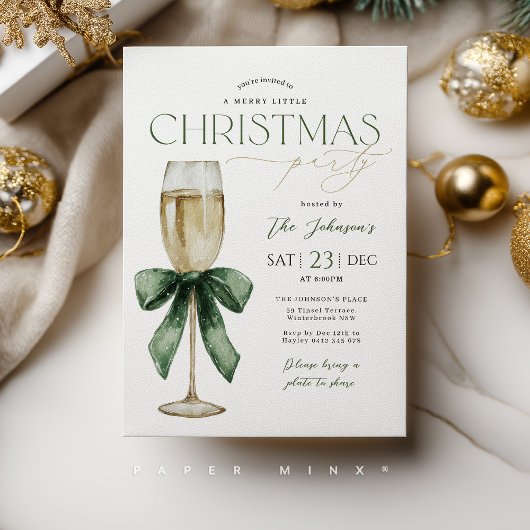 Kerstfeest Champagnetuin Glas Groen Goud Kaart