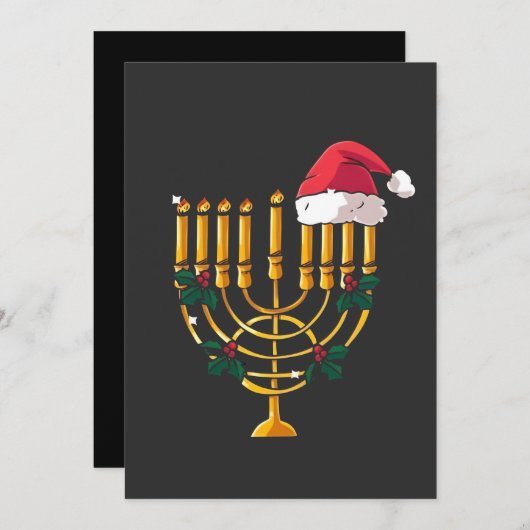 Kerstfeest Chanoeka Joodse Kerstman Menorah Kaart (Voorkant / Achterkant)