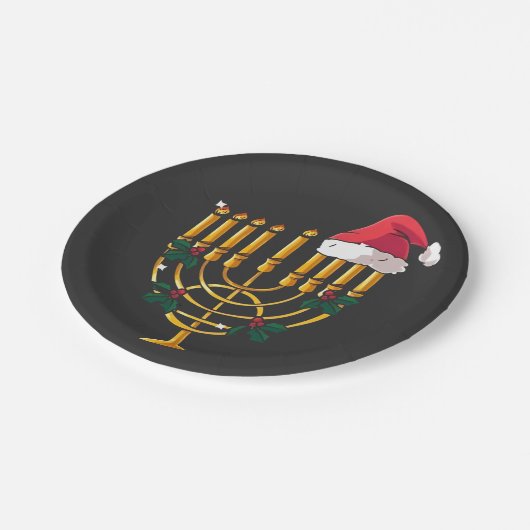 Kerstfeest Chanoeka Joodse Kerstman Menorah Papieren Bordje (Gekanteld)