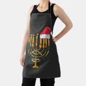 Kerstfeest Chanoeka Joodse Kerstman Menorah Schort (Insitu)