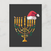 Kerstfeest Chanoeka Joodse Kerstman Menorah Uitnodiging Briefkaart (Voorkant)