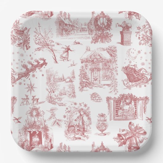 Kerstfeest Chinoiserie Papieren Bordje (Voorkant)