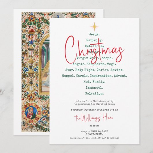 Kerstfeest Christelijk Geloof Jezus Religieus Kaart (Voorkant / Achterkant)