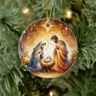 Kerstfeest Christelijke gepersonaliseerde kerststa Keramisch Ornament