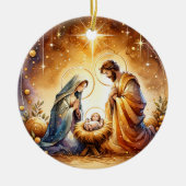 Kerstfeest Christelijke gepersonaliseerde kerststa Keramisch Ornament (Voorkant)