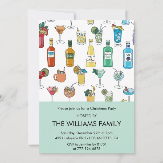 Kerstfeest Cocktail Hedendaagse Drinken Kaart (Voorkant)