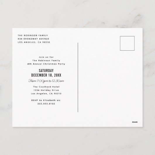 Kerstfeest Cocktail Kerstfeest Partij Bewaar de Da Feestdagenkaart (Achterkant)