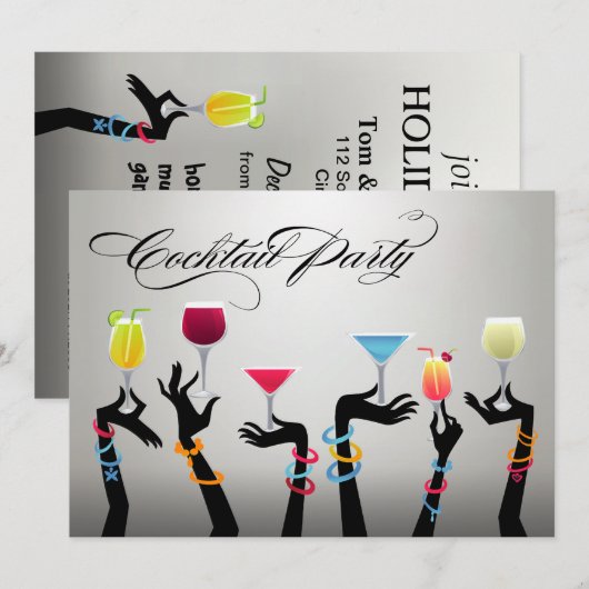 Kerstfeest Cocktailparty Proost! Kaart (Voorkant / Achterkant)