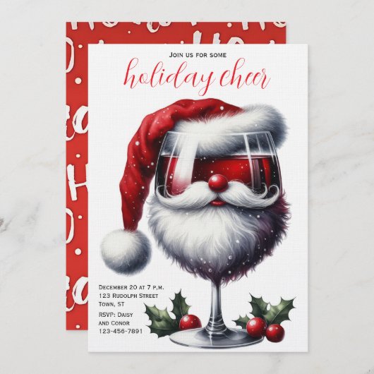 Kerstfeest Cocktailparty Uitnodiging (Voorkant / Achterkant)