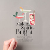 Kerstfeest cocktails maken vrolijke Geesten Acryl Uitnodigingen (Insitu (Draagbaar))