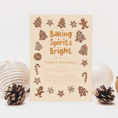 Kerstfeest Cookie Exchange Gele Uitnodiging