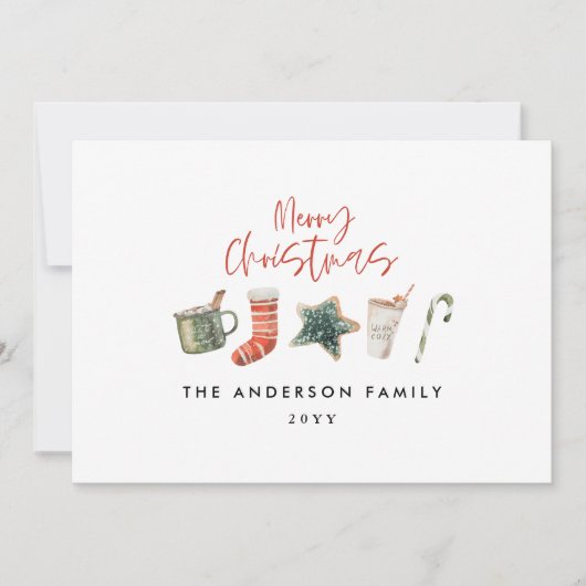 Kerstfeest cookie rood rustieke vakantie kaart (Voorkant)