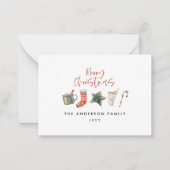 Kerstfeest cookie rood rustieke vakantie notitiekaartje (Voorkant)