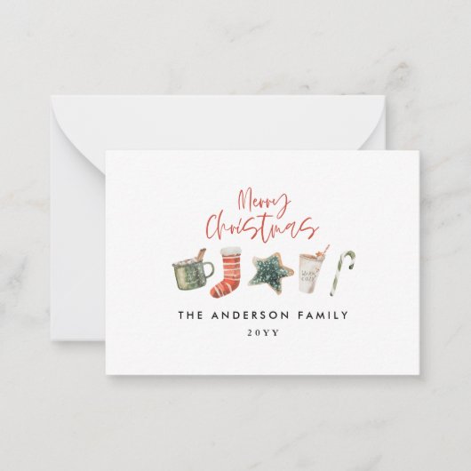 Kerstfeest cookie rood rustieke vakantie notitiekaartje (Voorkant)