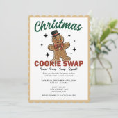 Kerstfeest Cookie Uitnodiging Retro  (Staand voorkant)