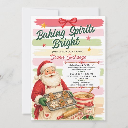 Kerstfeest Cookie Uitnodiging Santa (Voorkant)