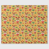 Kerstfeest Corgi Dog Cadeaupapier (Vlak)