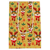 Kerstfeest Corgi Dog Medium Cadeauzakje (Achterkant)
