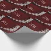 Kerstfeest Crystal Snowflakes Red Rustic Cadeaupapier (Hoek)