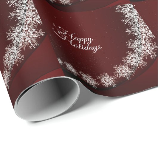 Kerstfeest Crystal Snowflakes Red Rustic Cadeaupapier (Rol Hoek)