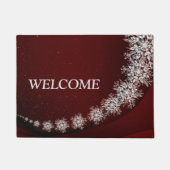 Kerstfeest Crystal Snowflakes Red Rustic Deurmat (Voorkant)