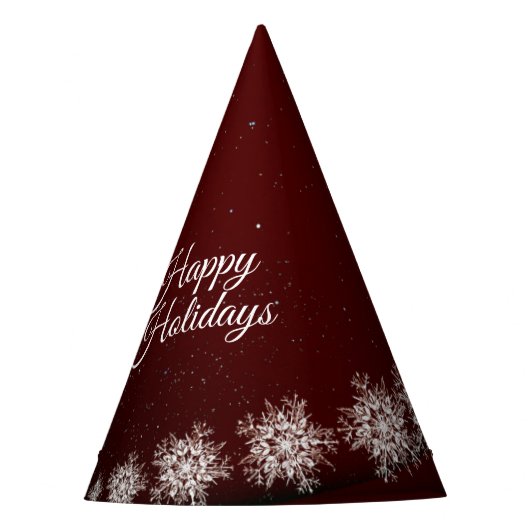 Kerstfeest Crystal Snowflakes Red Rustic Feesthoedjes (Voorkant)