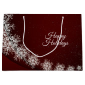 Kerstfeest Crystal Snowflakes Red Rustic Groot Cadeauzakje (Voorkant)