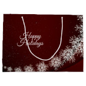 Kerstfeest Crystal Snowflakes Red Rustic Groot Cadeauzakje (Achterkant)