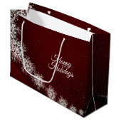 Kerstfeest Crystal Snowflakes Red Rustic Groot Cadeauzakje (Voorkant Gekanteld)